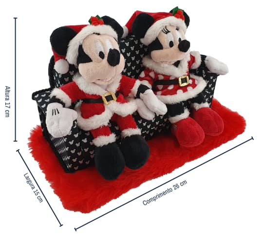 Medidas do Mickey e Minnie no sofá - Natal Disney