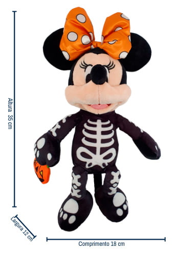 Medidas da pelúcia Minnie Halloween Esqueleto