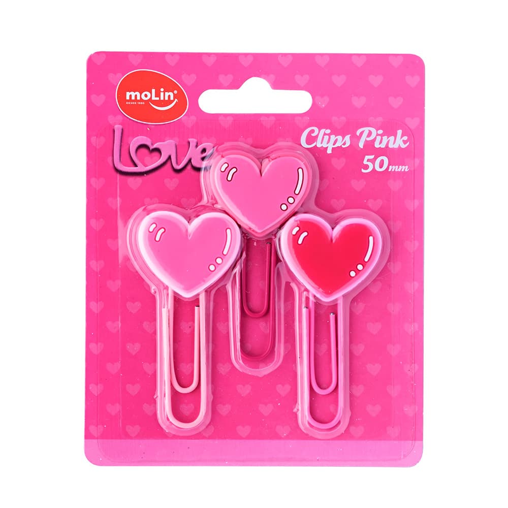 Clips Love Pink 50mm com 3 unidades