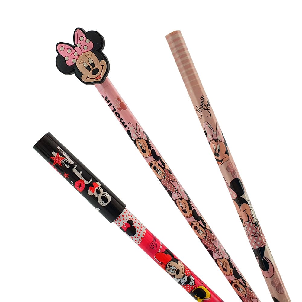 Kit 2 lápis e caneta Minnie rosa