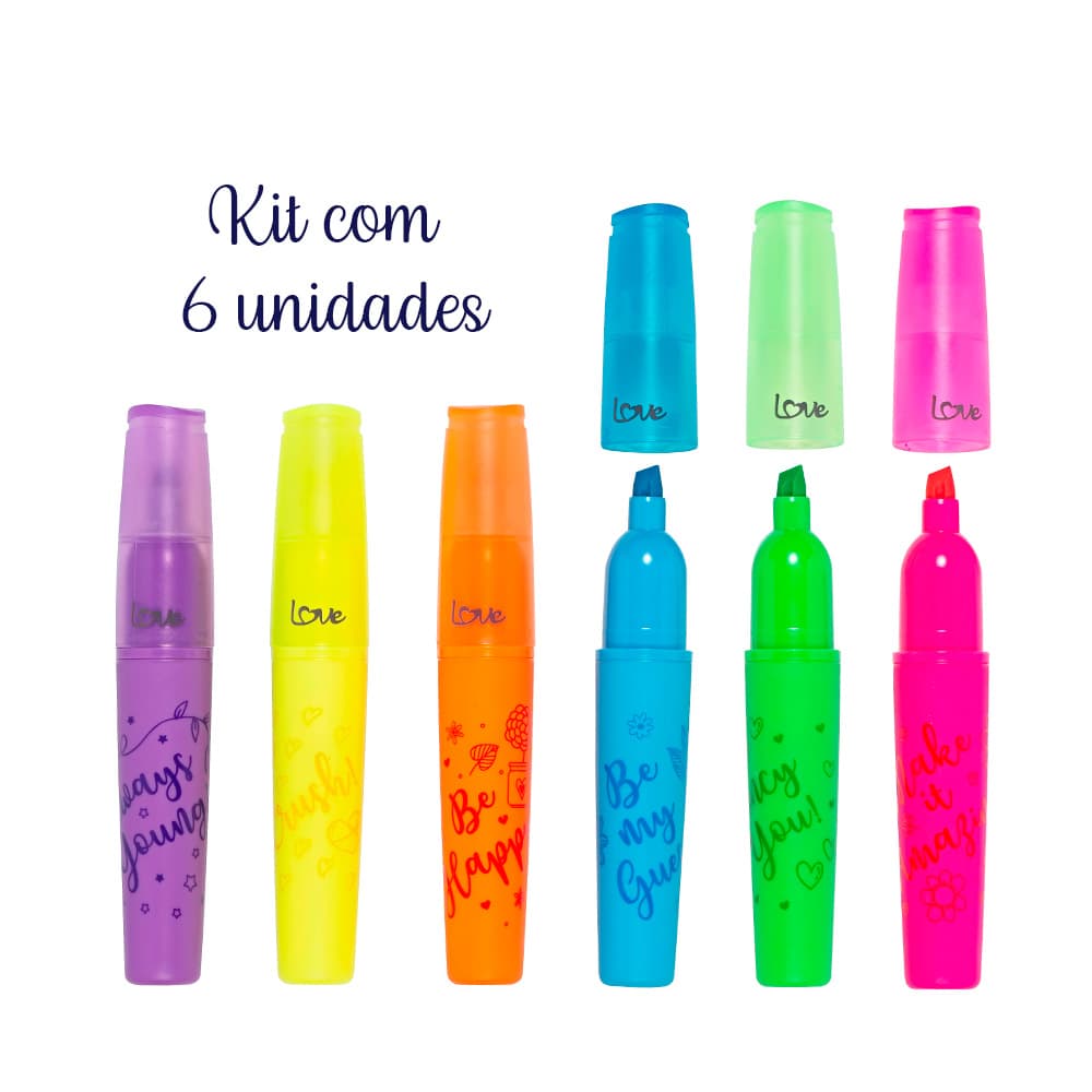 Marca Texto Molin Love Fluorescente com 6 Cores