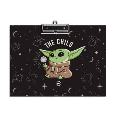 Prancheta Baby Yoda com planner semanal 